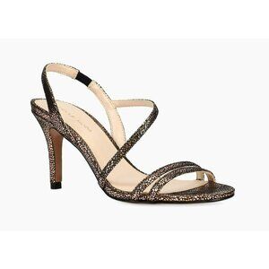 Pelle Moda Rooni Asymmetrical Strappy Crackled Metallic Mid Heel Pumps 6.5M NEW